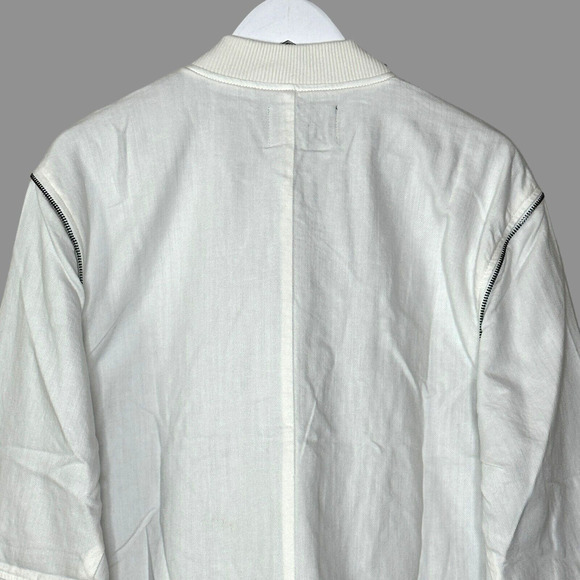 Sandrine Rose Zip Oversized Linen Blend Bomber Jacket White Women Medium NWT - Picture 5 of 12